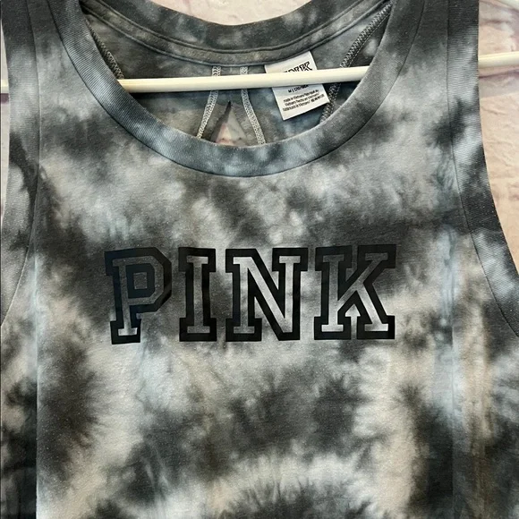 Pink Victoria's Secret Black and Gray Tie-Dye Tank Top - Picture 4 of 5